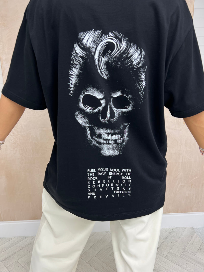 Faded Rebel Skull T-Shirt In Black