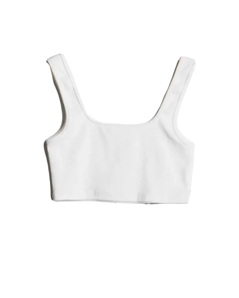 Crop Rib Jersey Bralette In White