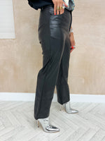 Faux Leather Midi Trousers In Black