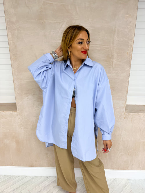 Oversized Relaxed Fit Shirt In Pale Blue