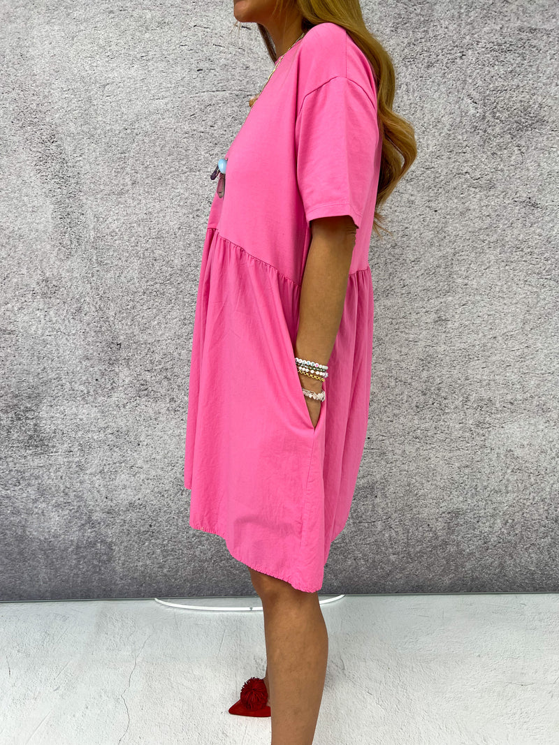 T-Shirt Mini Dress In Bubblegum Pink