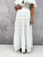 Broderie Anglaise Tiered Maxi Skirt In White