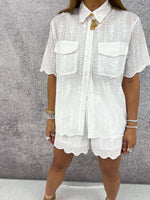 Broderie Anglaise Short Sleeve Shirt In White