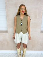 High Waisted Tailored Shorts In Beige