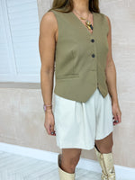 High Waisted Tailored Shorts In Beige