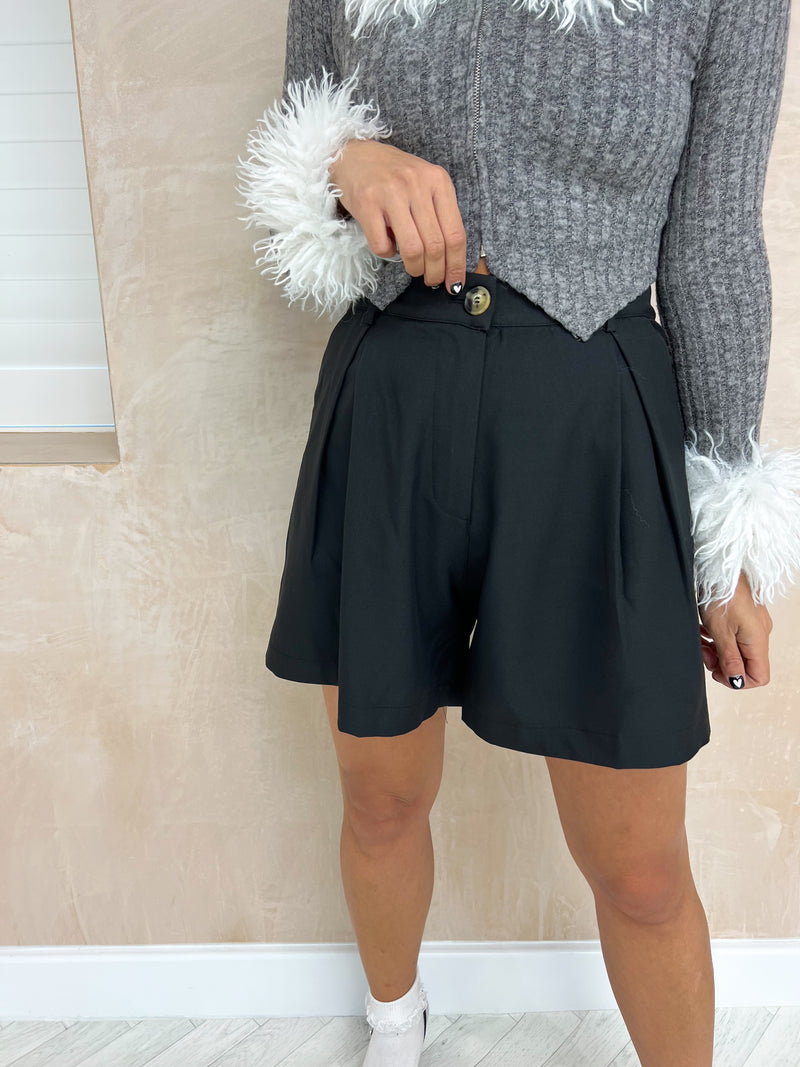 High Waisted Tailored Shorts In Black