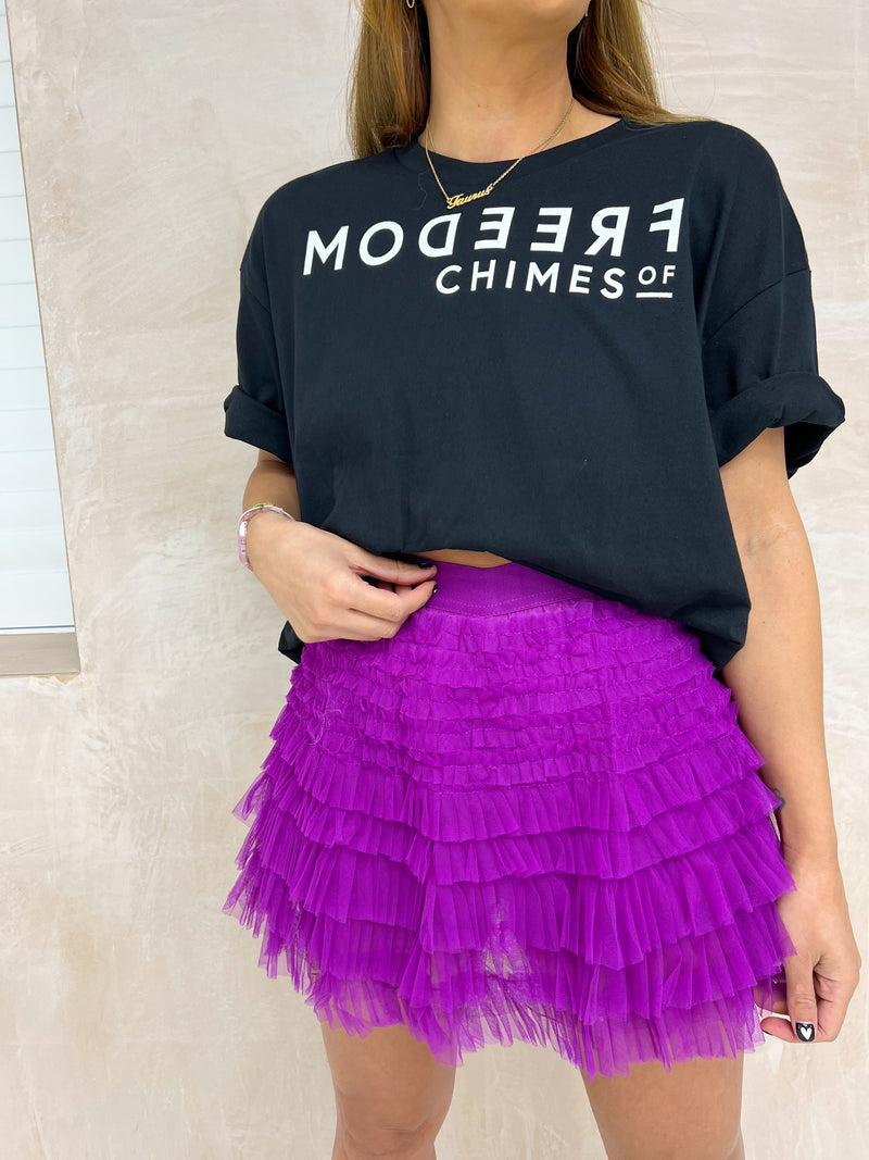 Ruffle Tutu Skirt Style Shorts In Purple