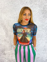 Bowie "Moonage" Mesh Fitted T-Shirt In Multi Colour
