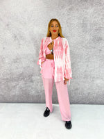 Floaty High Waisted Trousers In Candy Pink