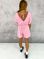 Cheesecloth Slouch Playsuit In Candy Pink