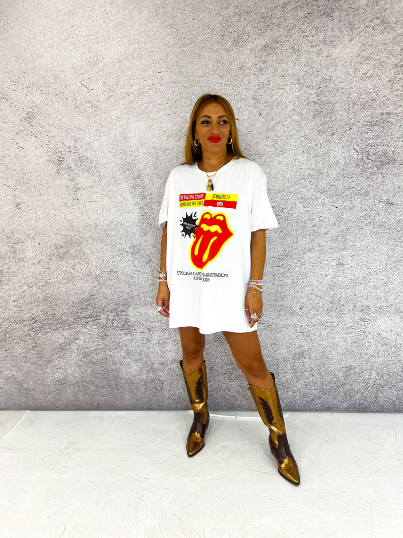 Rolling Stones 'Stockholm '95’ Oversized Tee In White