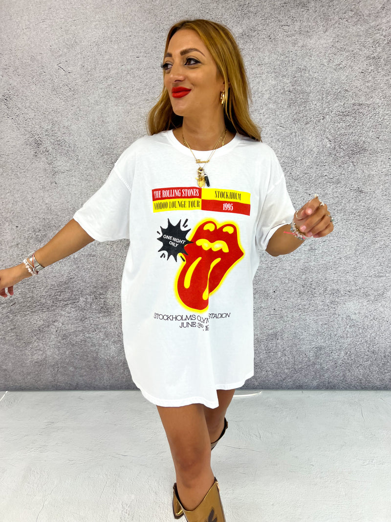 Rolling Stones 'Stockholm '95’ Oversized Tee In White