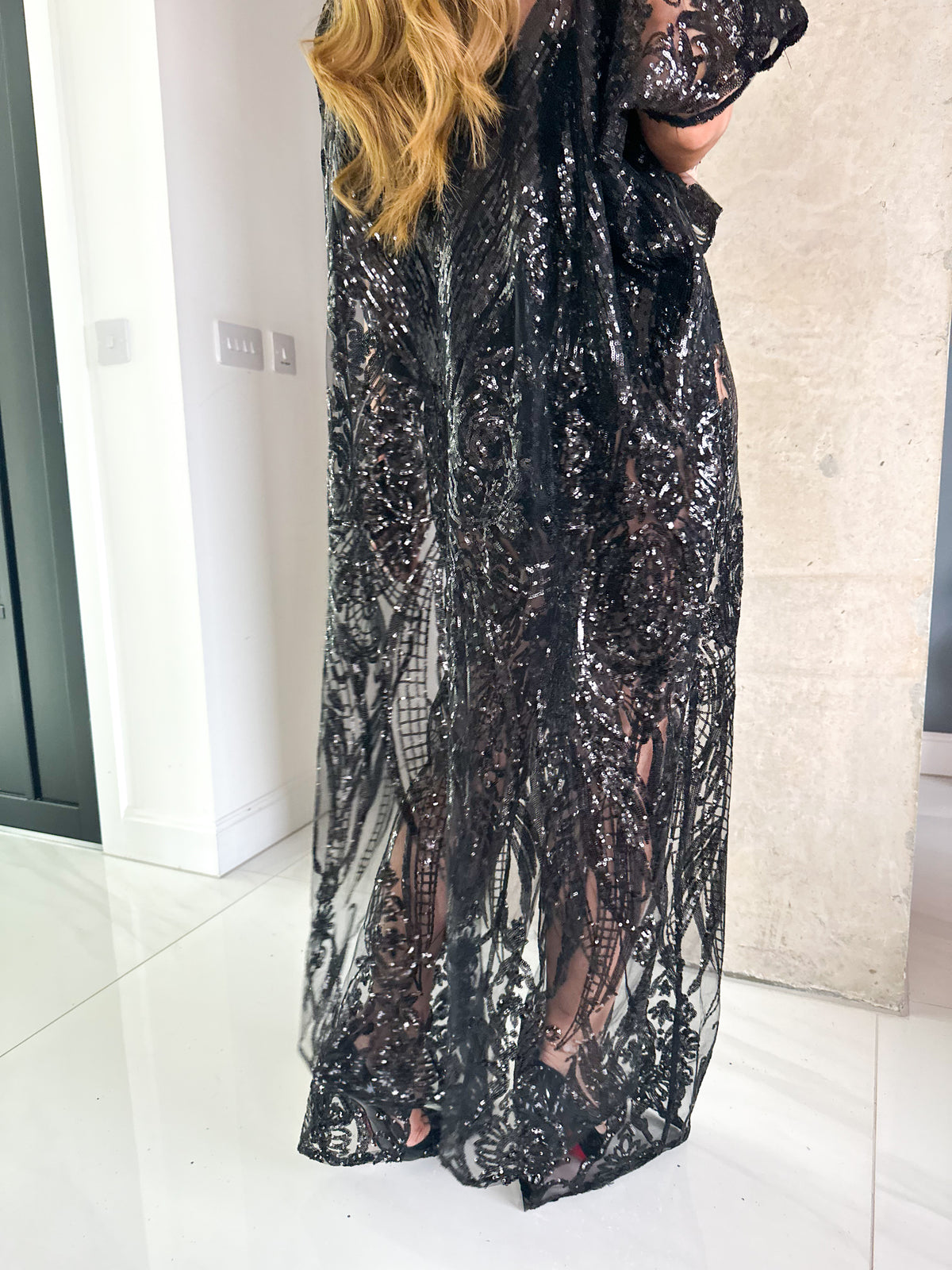 Solaris Sequin Cape In Black