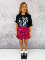 Disco Sequin Mini Skirt In Hot Pink