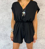 Relaxed Fit Basic Playsuit In Black