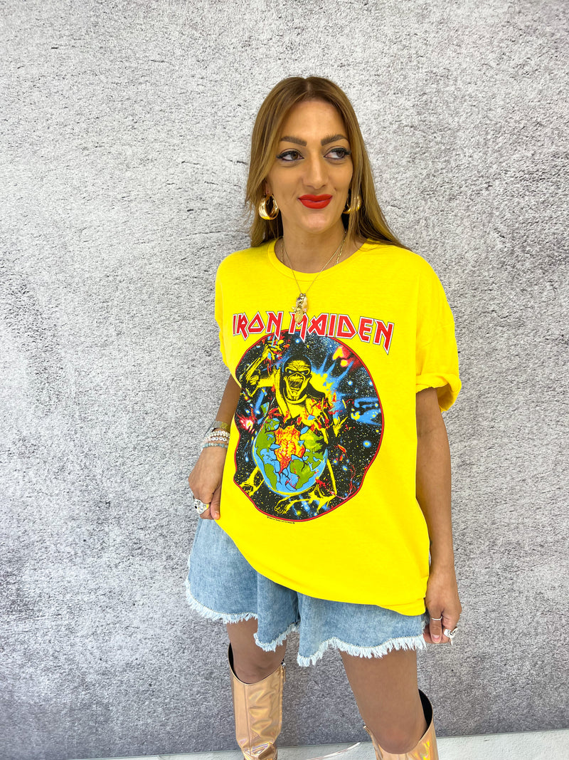 Iron Maiden World Tee In Yellow