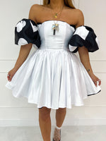 'Wonderland' Reversible Corset Mini Dress In Black/White