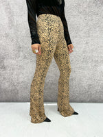 High Waisted Flared Trousers In Cheetah Print