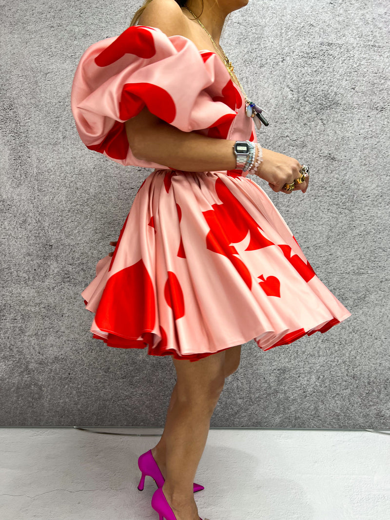 'Wonderland' Reversible Corset Mini Dress In Pink/Red