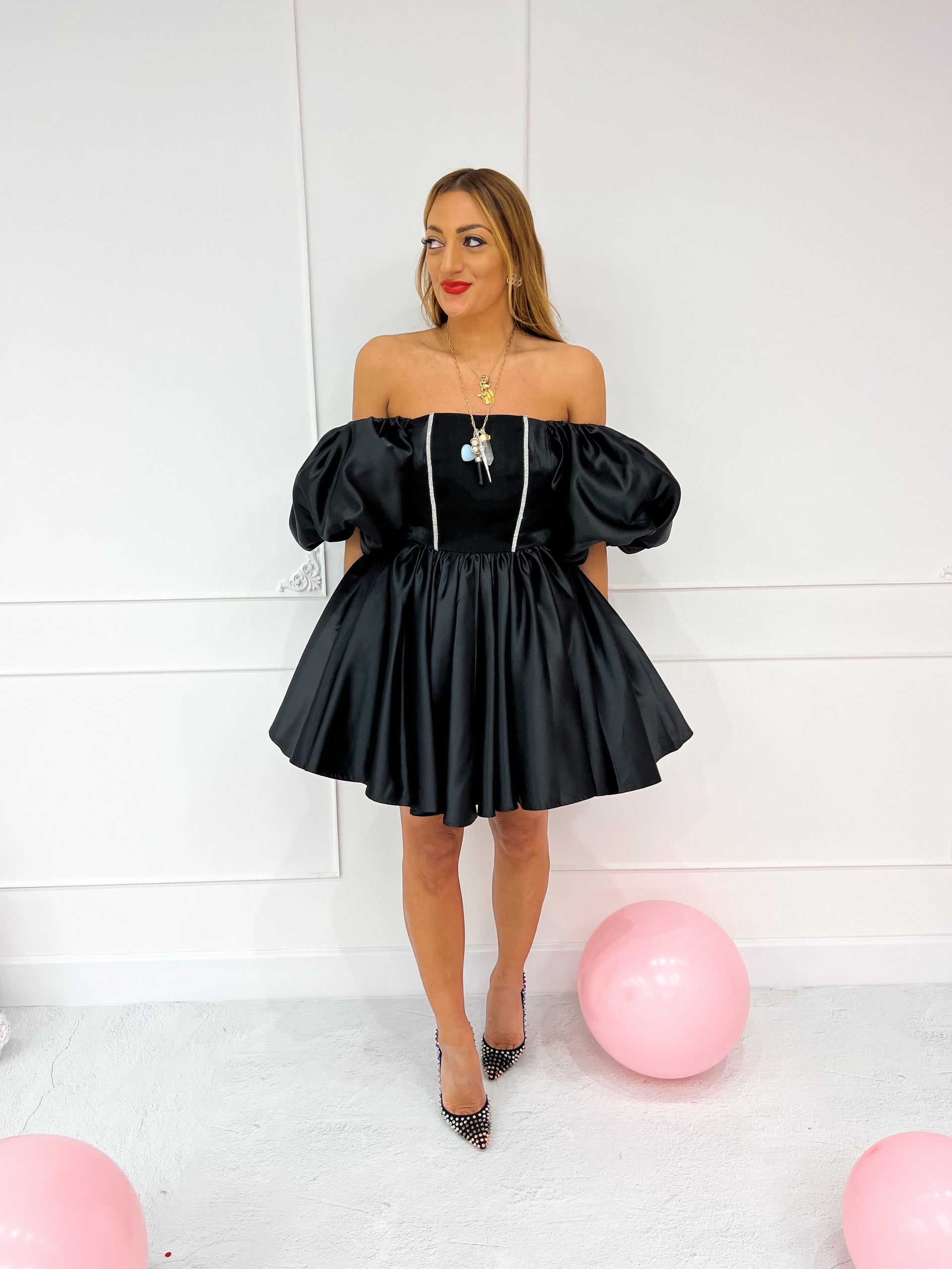 Midnight' Diamante Corset Mini Dress In Black