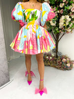 'Alice' Reversible Corset Mini Dress In Floral Print
