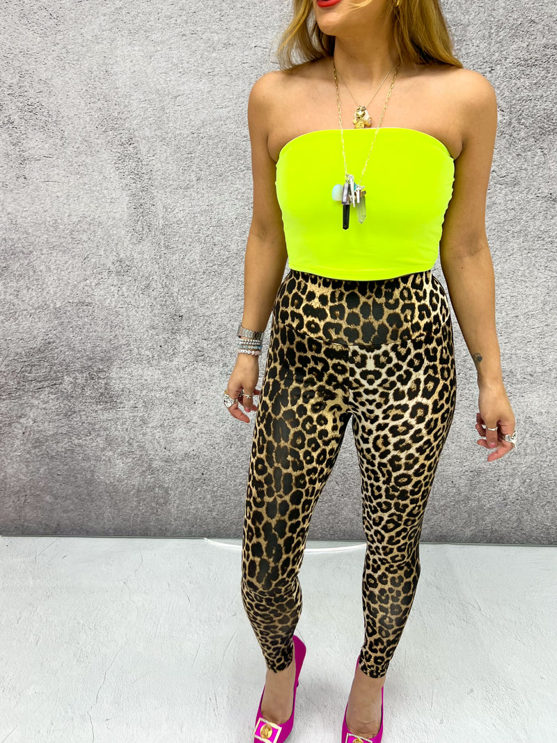 Bandeau Basic Top In Neon Lime