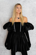 'Midnight' Diamante Corset Mini Dress In Black